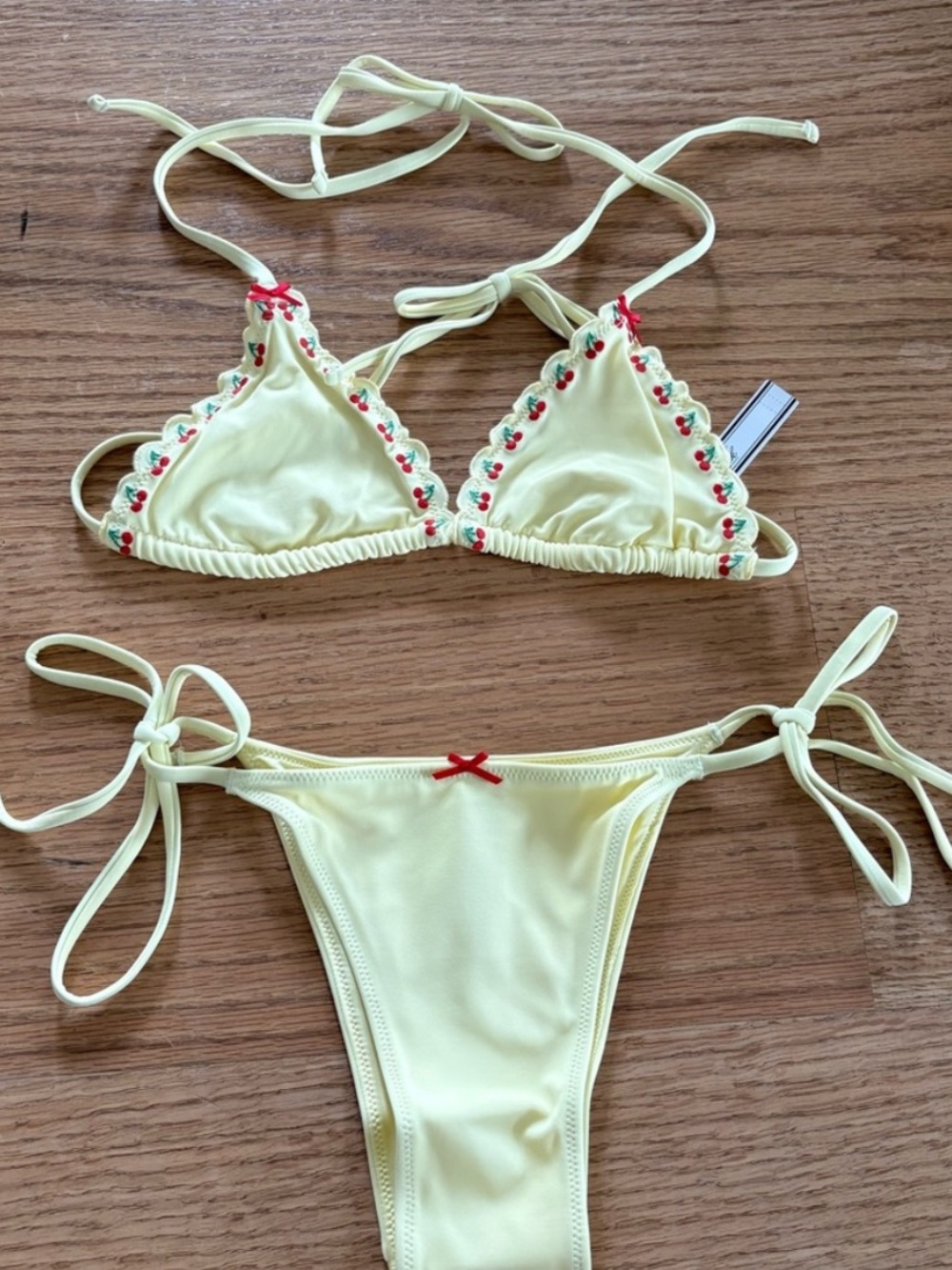 Frankie's Bikinis Pale Yellow Triangle Bikini